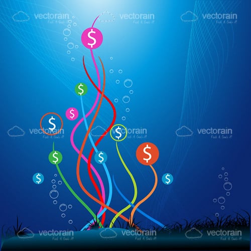 Dollar Symbols on Colourful Strings Under Water